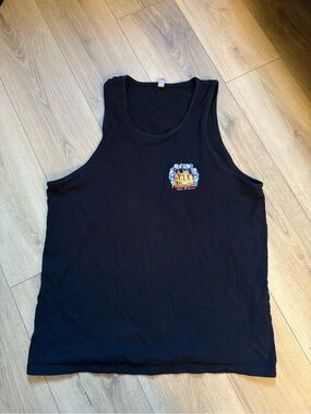 Nothing Butt Black Tank Top with Small Colorful Chest Graphic